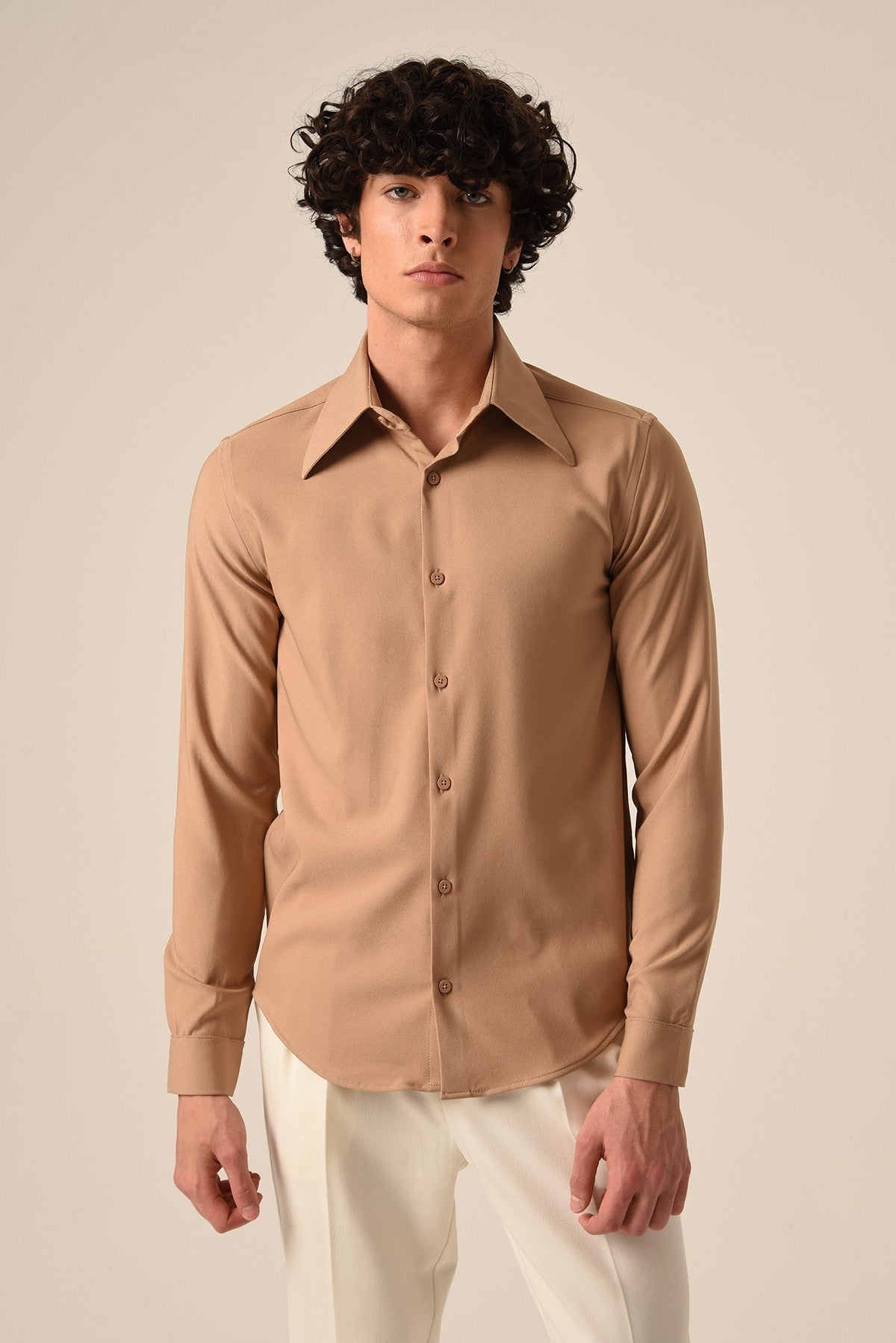 Antioch Slim Fit Erkek Uzun Kollu Geniş Yaka Gömlek