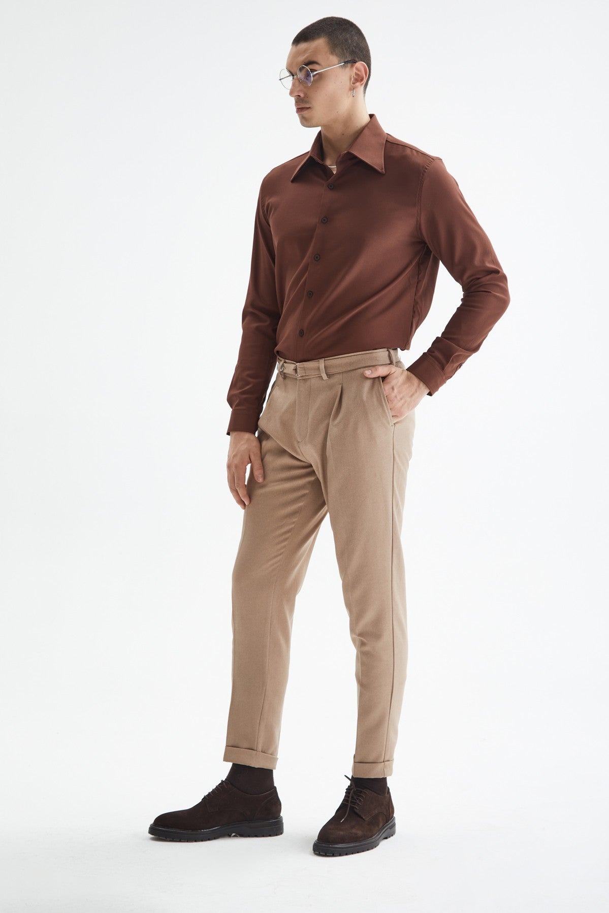 Antioch Slim Fit Erkek Uzun Kollu Geniş Yaka Gömlek