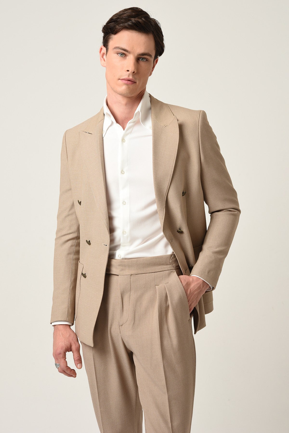Antioch Slim Fit Astarlı Kruvaze Erkek Blazer Ceket