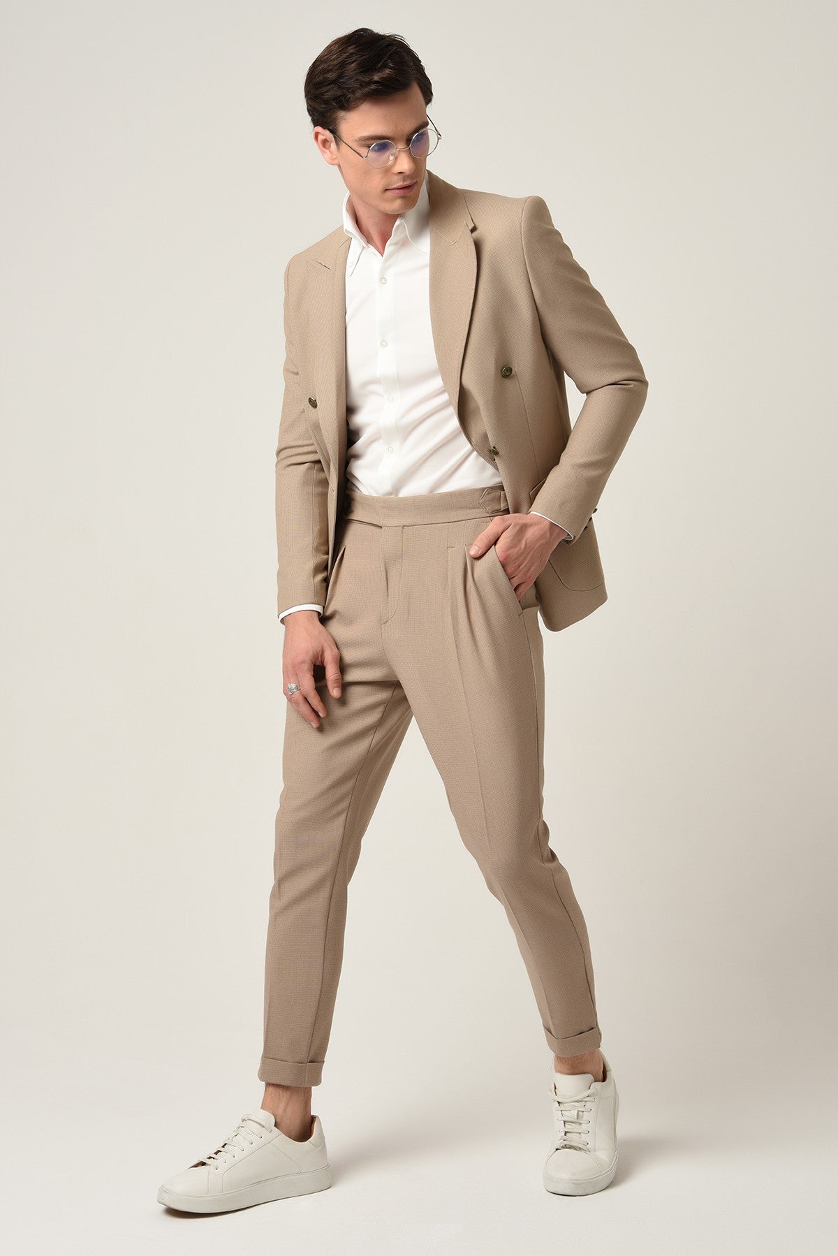 Antioch Slim Fit Astarlı Kruvaze Erkek Blazer Ceket