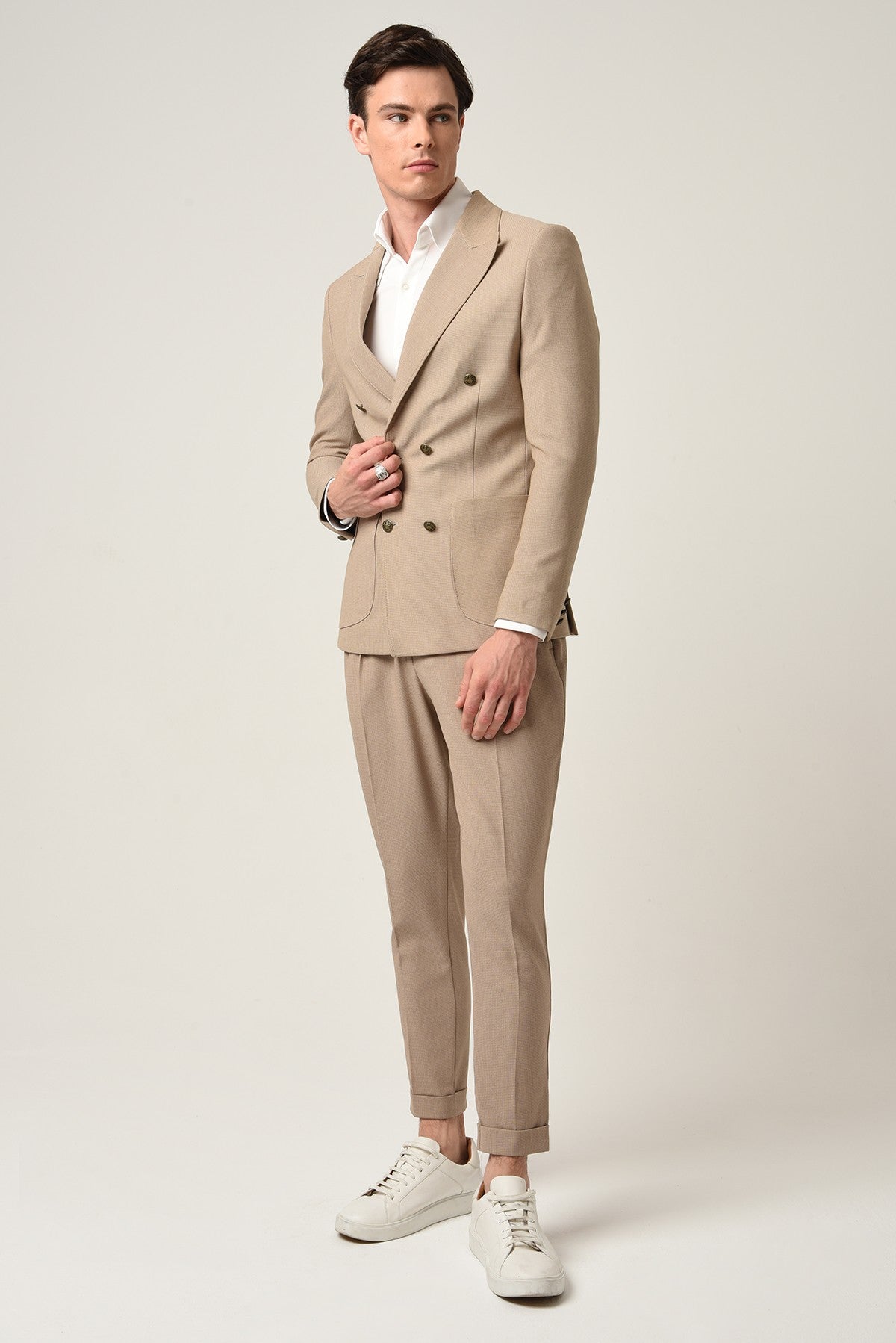 Antioch Slim Fit Astarlı Kruvaze Erkek Blazer Ceket
