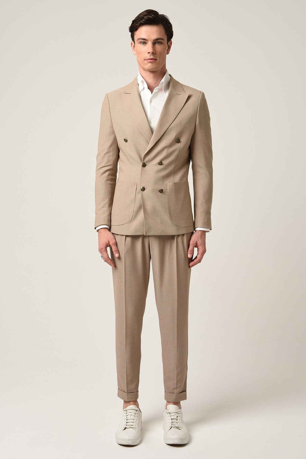 Antioch Slim Fit Astarlı Kruvaze Erkek Blazer Ceket