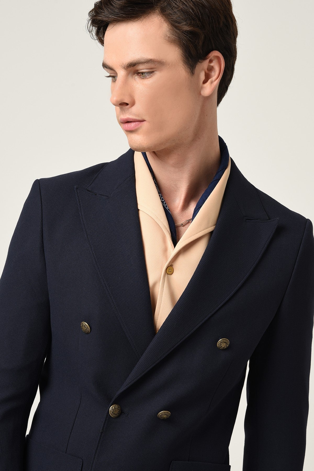 Antioch Slim Fit Astarlı Kruvaze Erkek Blazer Ceket