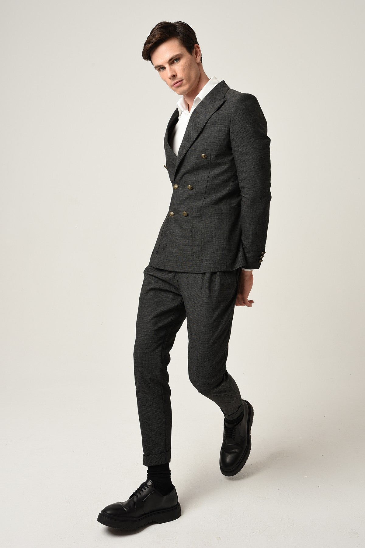 Antioch Slim Fit Astarlı Kruvaze Erkek Blazer Ceket