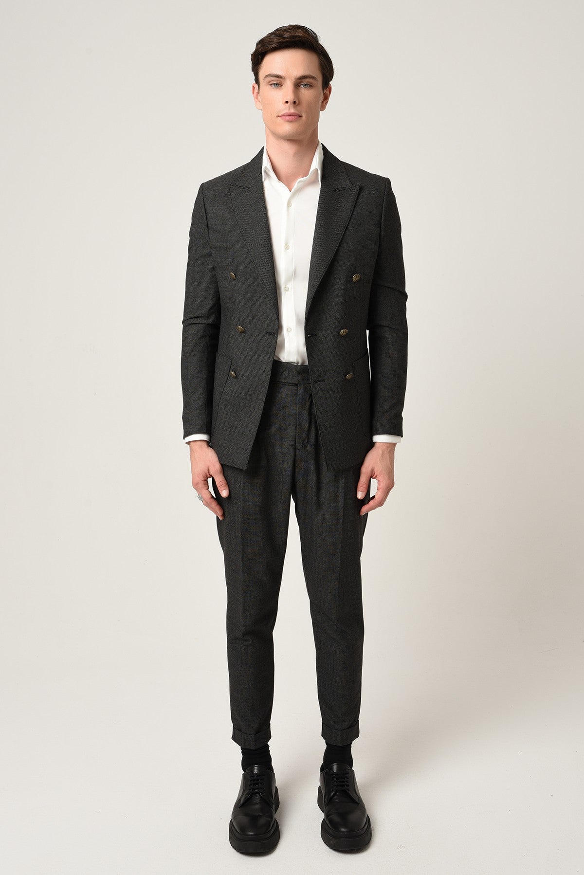 Antioch Slim Fit Astarlı Kruvaze Erkek Blazer Ceket