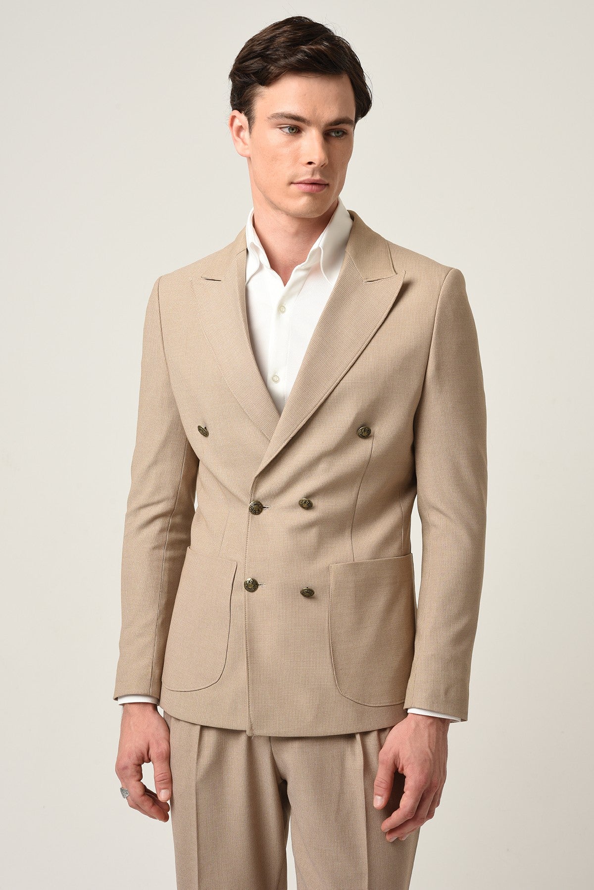 Antioch Slim Fit Astarlı Kruvaze Erkek Blazer Ceket