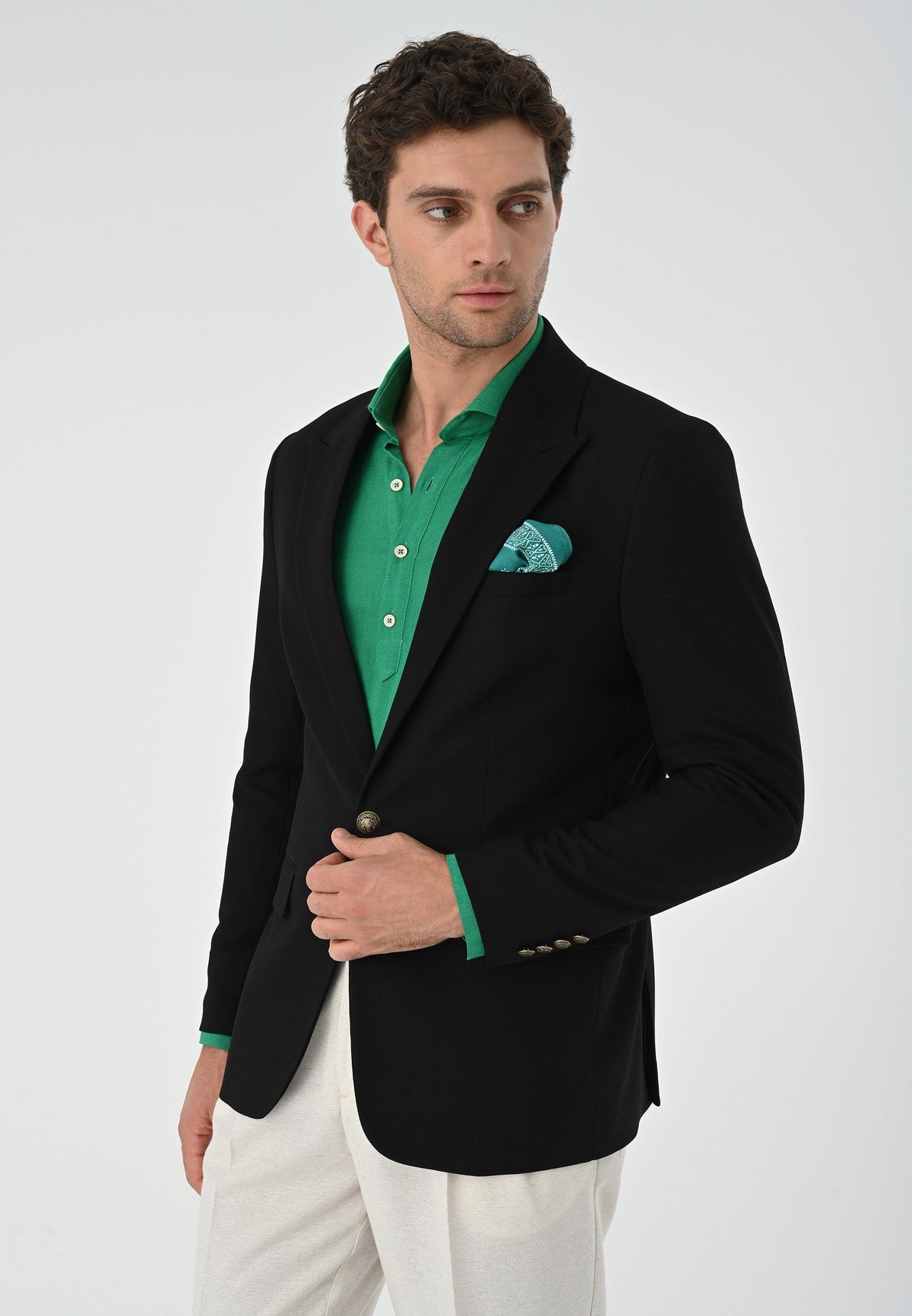 Antioch Metal Tek Düğme Erkek Blazer Ceket