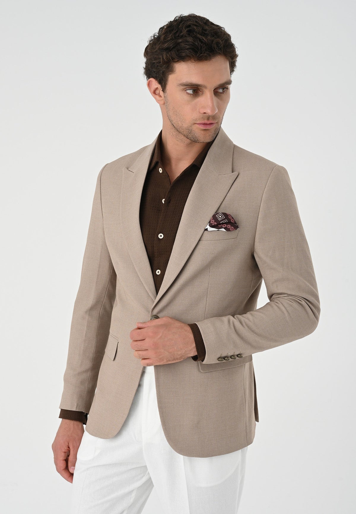 Antioch Metal Tek Düğme Erkek Blazer Ceket