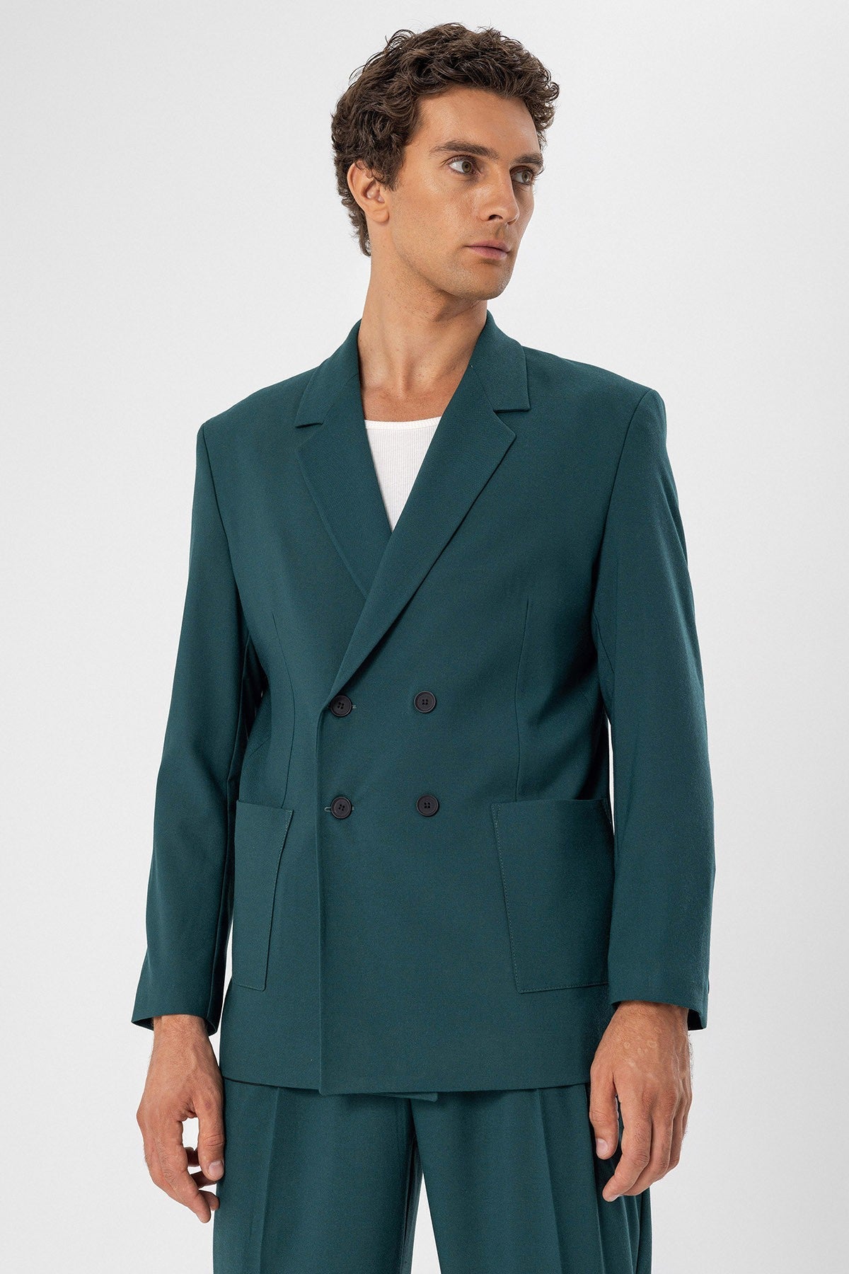 Antioch Torba Cepli Kruvaze Erkek Blazer Ceket