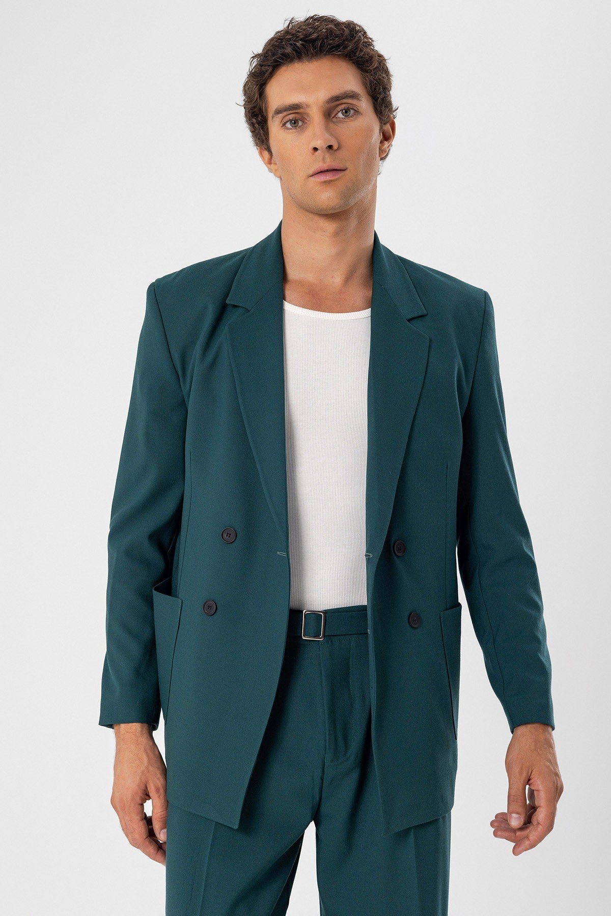 Antioch Torba Cepli Kruvaze Erkek Blazer Ceket