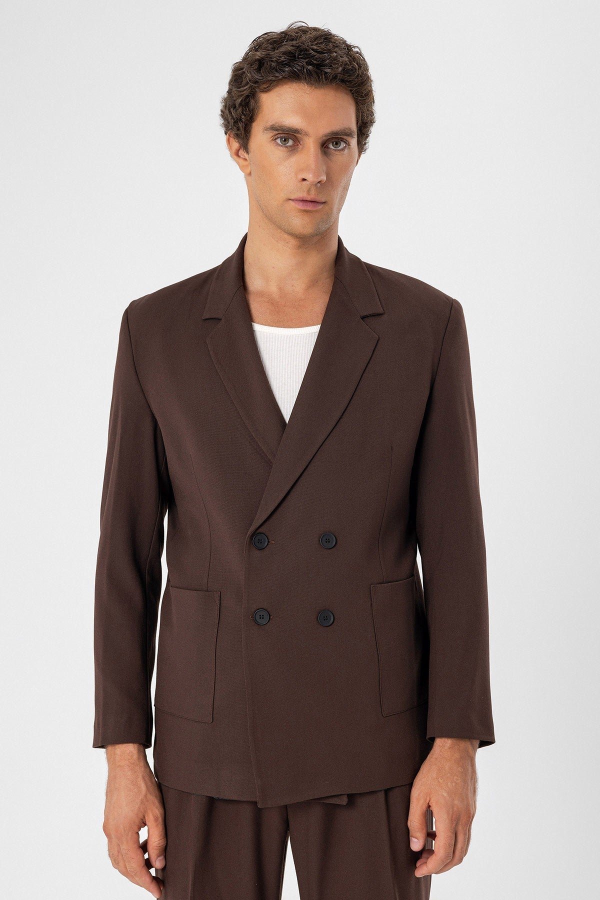 Antioch Torba Cepli Kruvaze Erkek Blazer Ceket