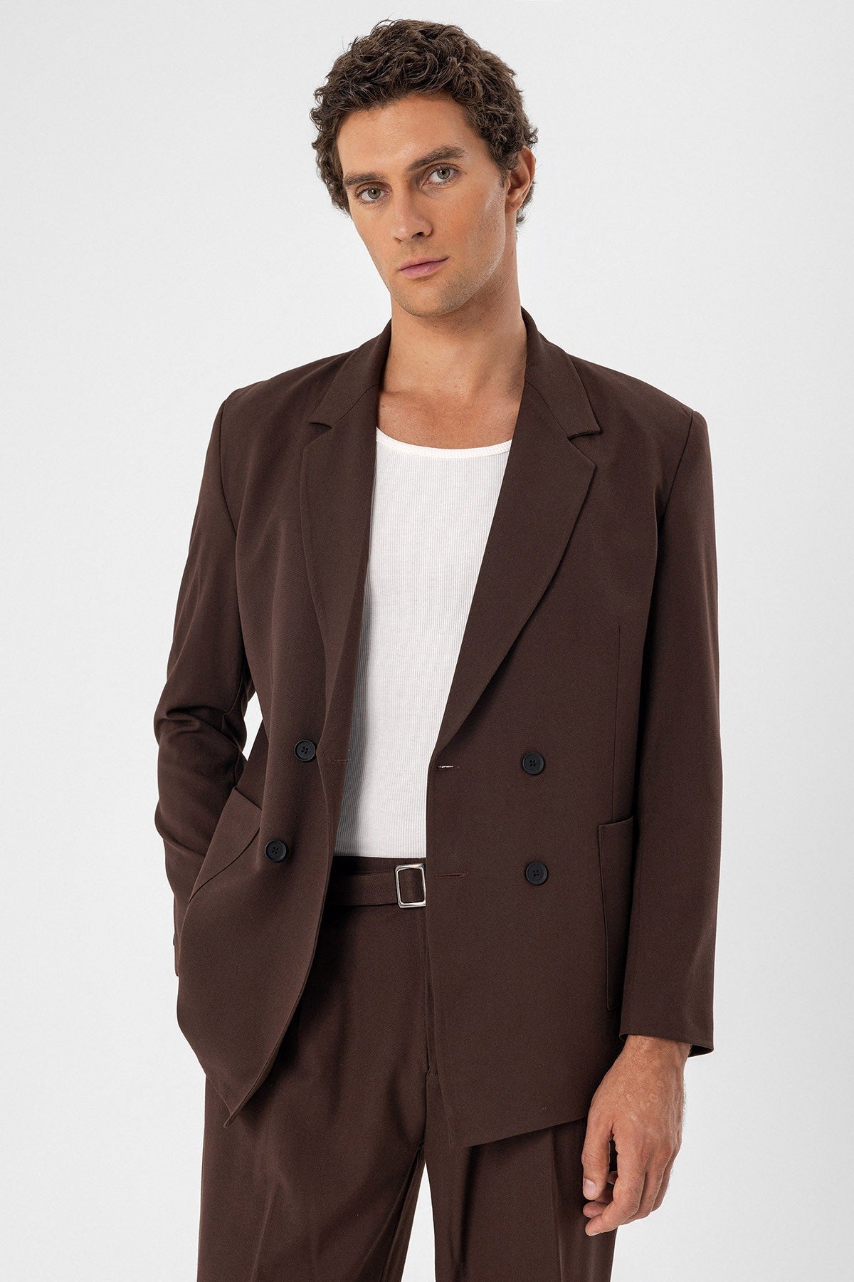 Antioch Torba Cepli Kruvaze Erkek Blazer Ceket