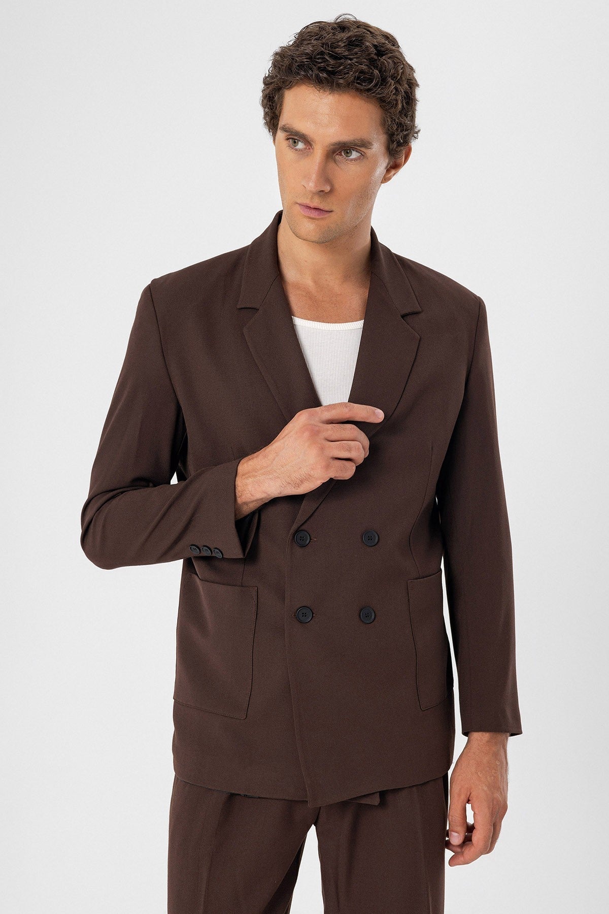 Antioch Torba Cepli Kruvaze Erkek Blazer Ceket