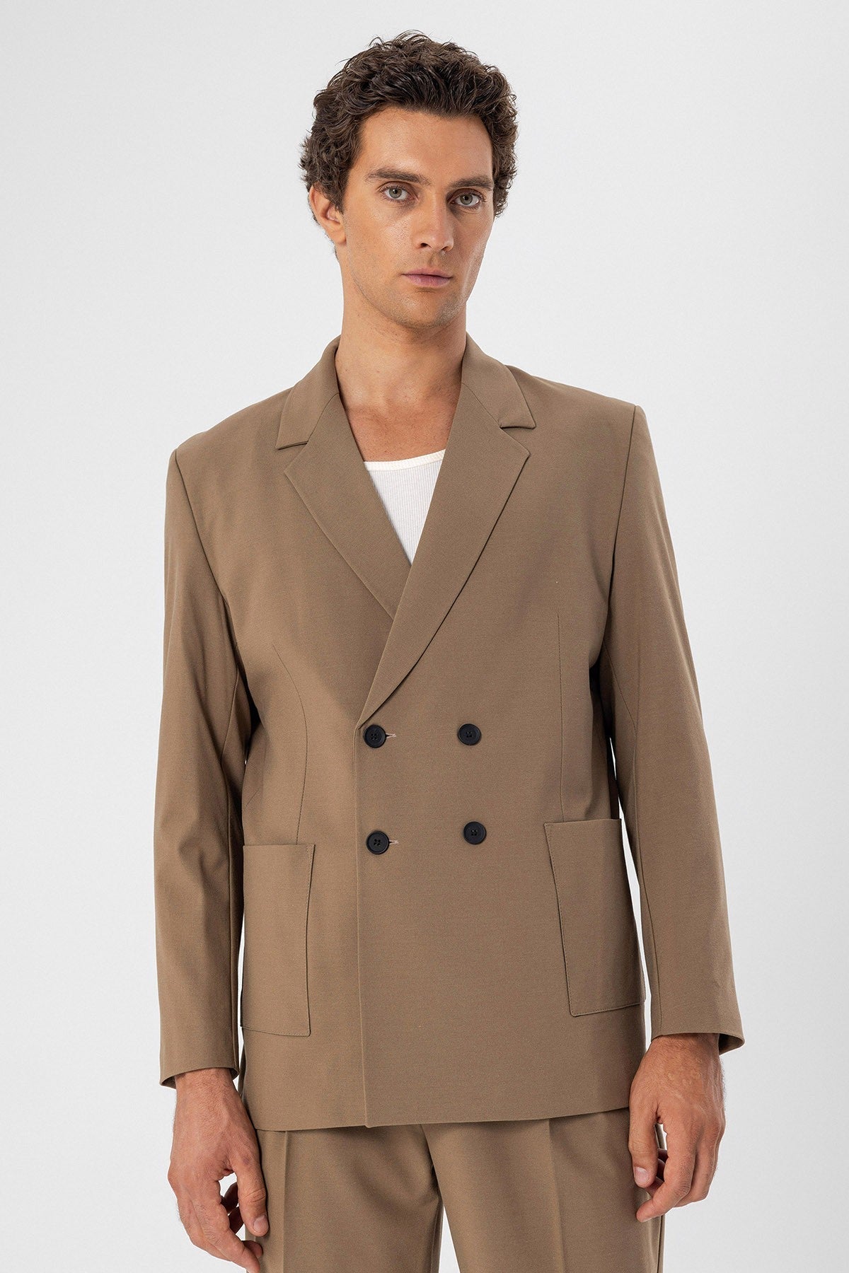 Antioch Torba Cepli Kruvaze Erkek Blazer Ceket