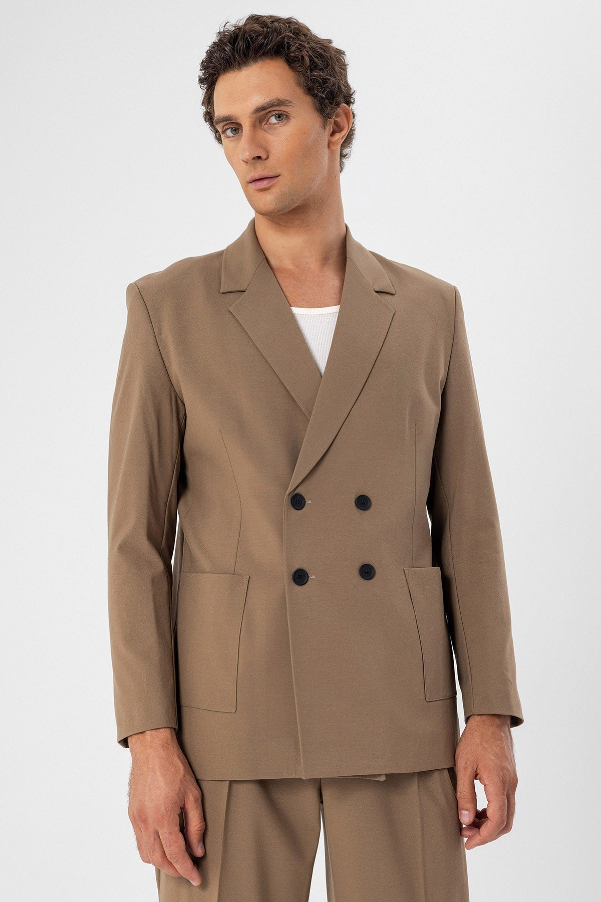 Antioch Torba Cepli Kruvaze Erkek Blazer Ceket