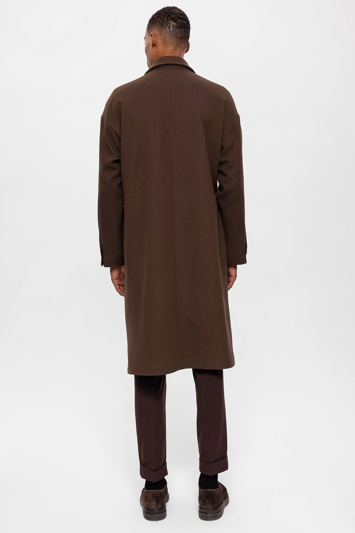 Kuşaklı Oversize Erkek Kaban