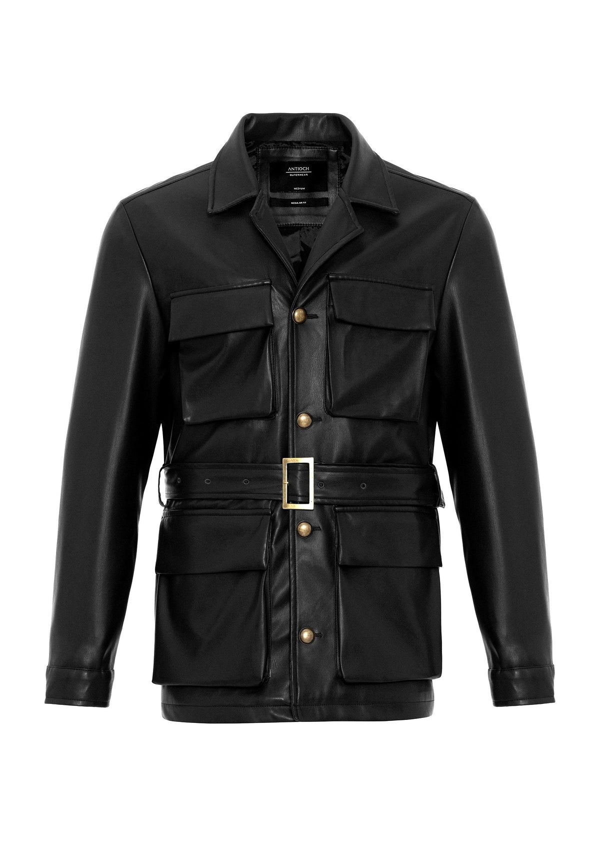 Antioch Slim Fit Kemerli Suni Deri Erkek Mont