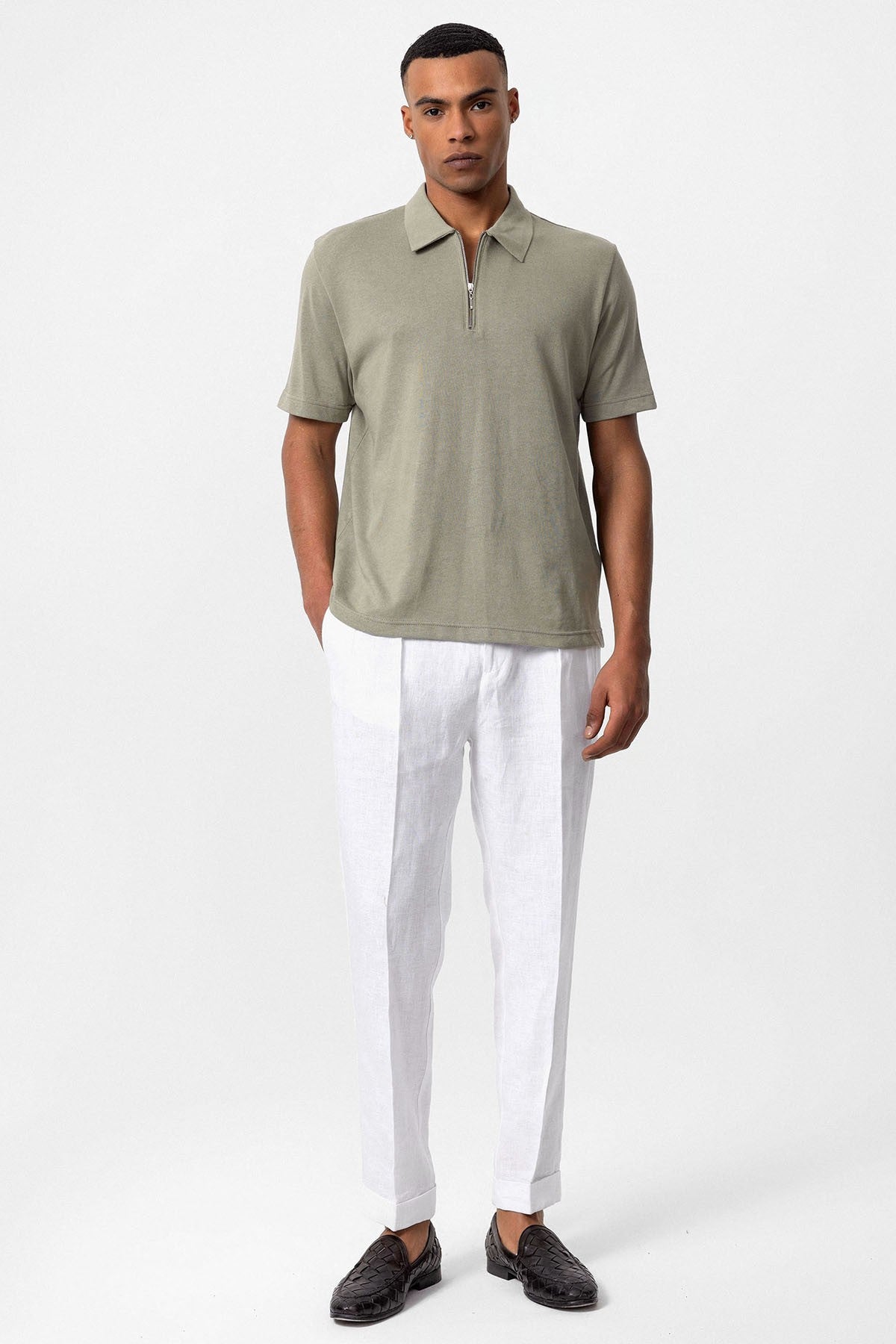 Antioch Polo Yaka Fermuarlı Erkek T-Shirt