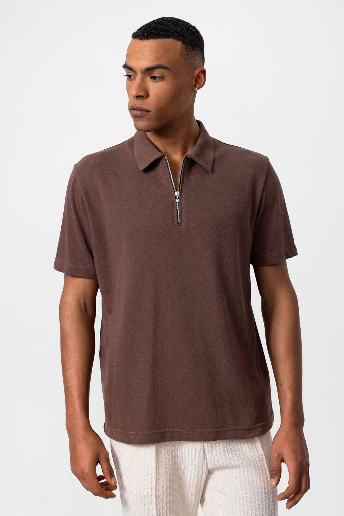 Antioch Polo Yaka Fermuarlı Erkek T-Shirt