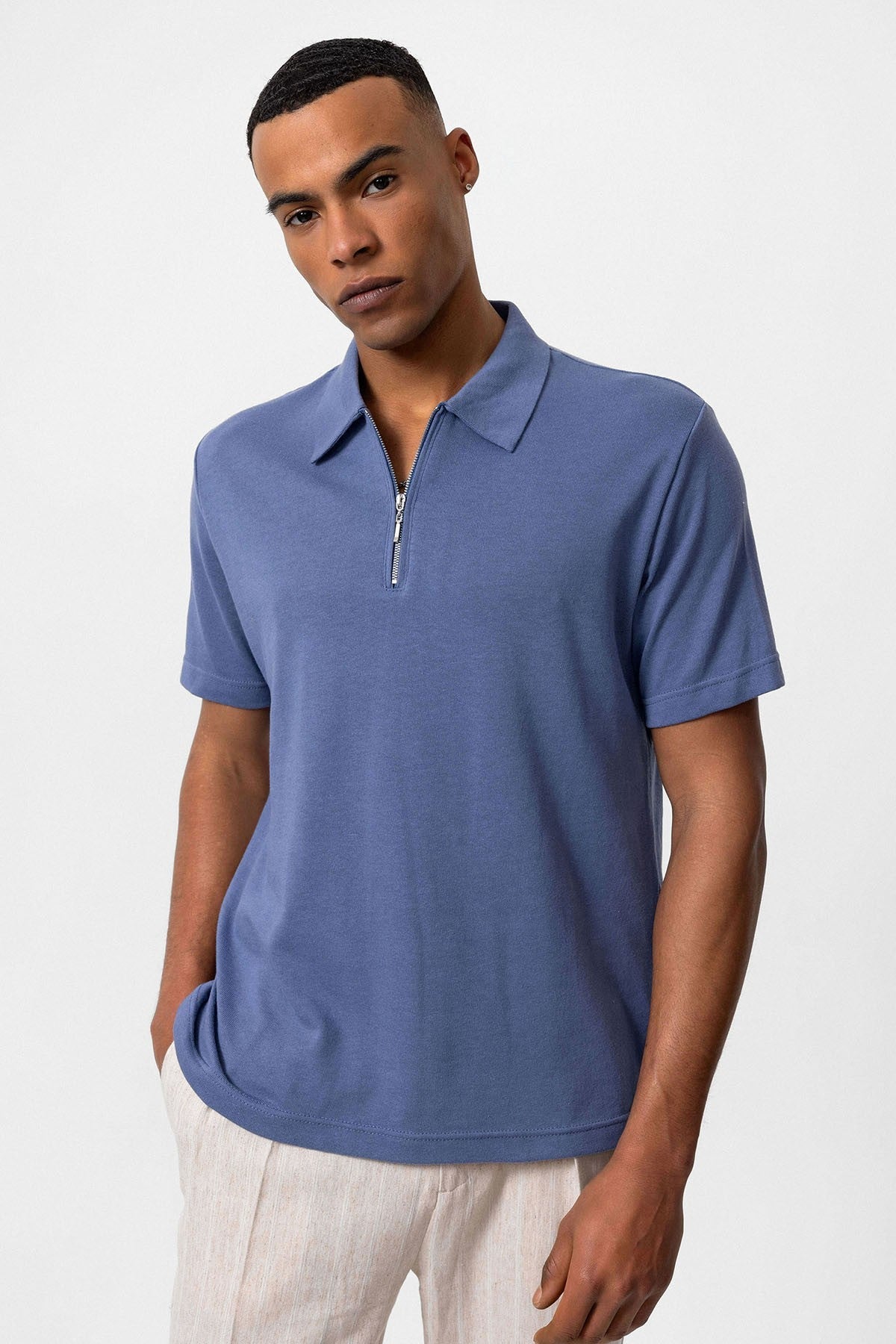 Antioch Polo Yaka Fermuarlı Erkek T-Shirt