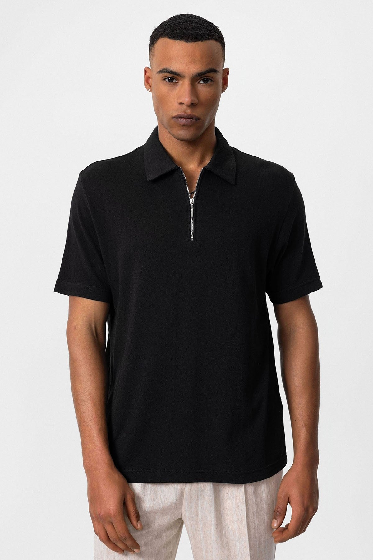 Antioch Polo Yaka Fermuarlı Erkek T-Shirt