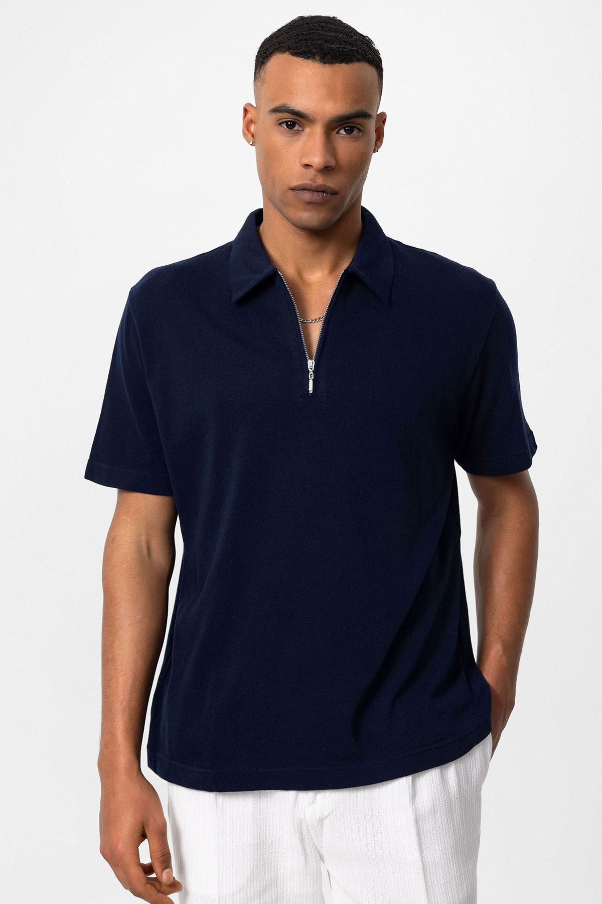 Antioch Polo Yaka Fermuarlı Erkek T-Shirt