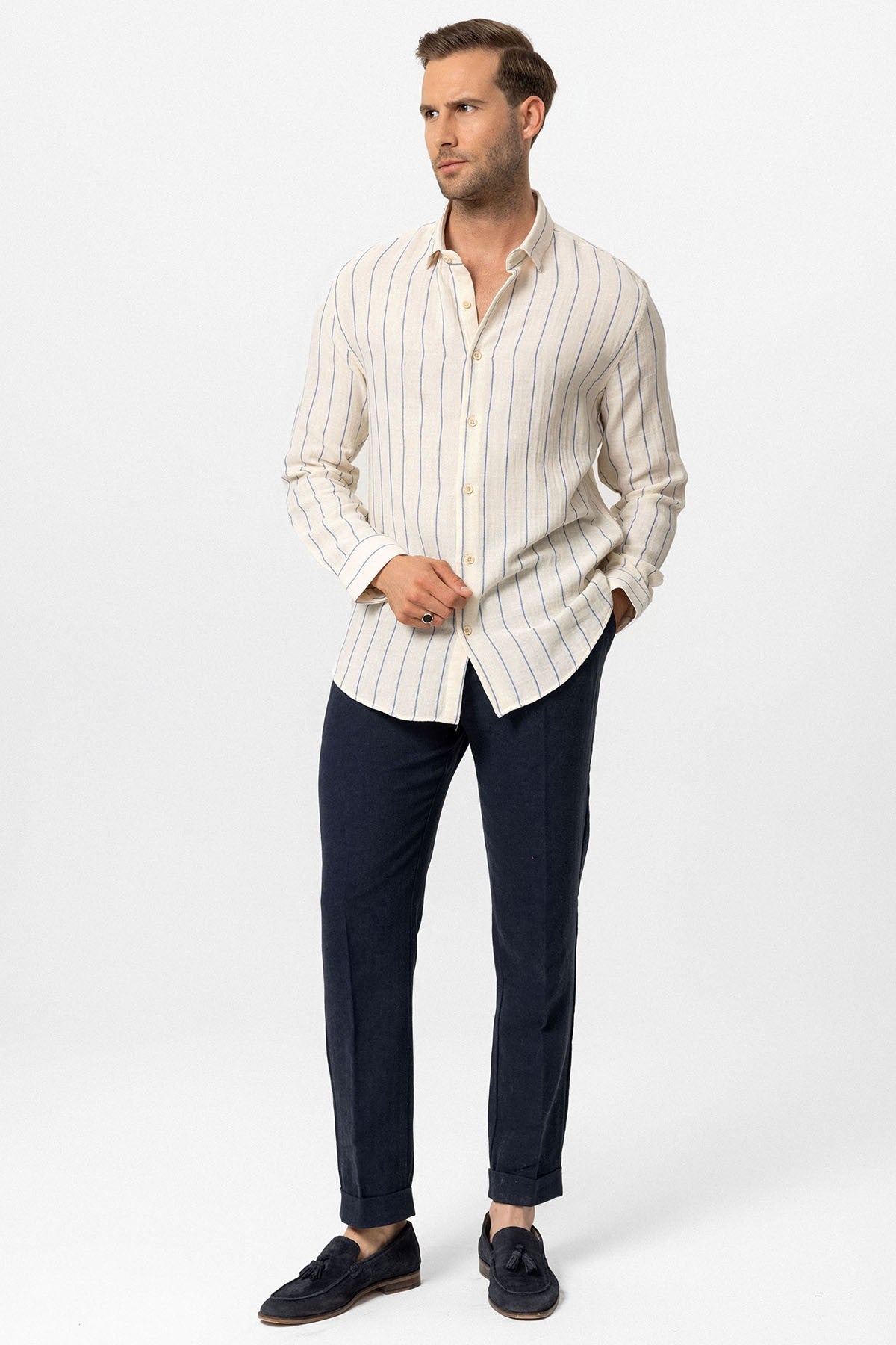 Antioch Slim Fit Çizgili Erkek Gömlek