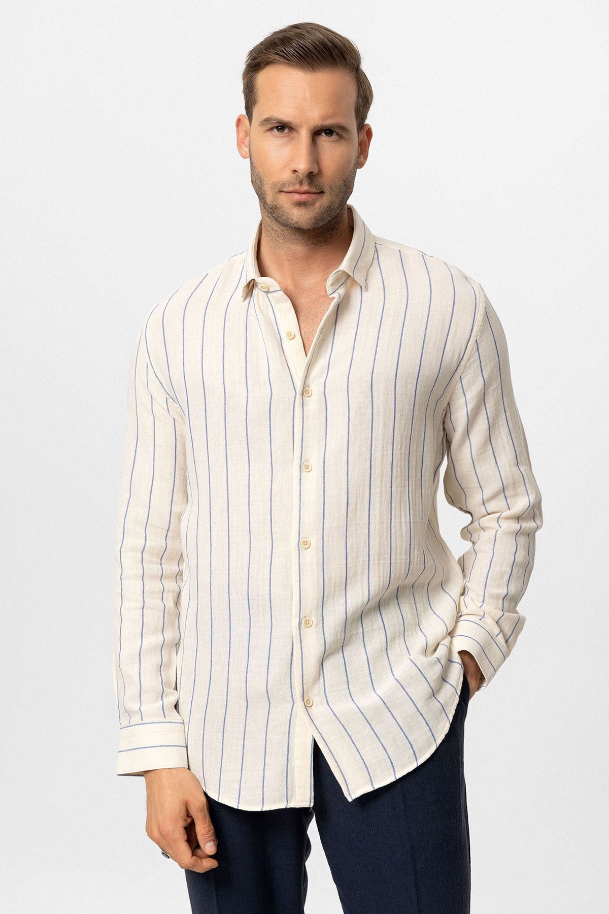 Antioch Slim Fit Çizgili Erkek Gömlek