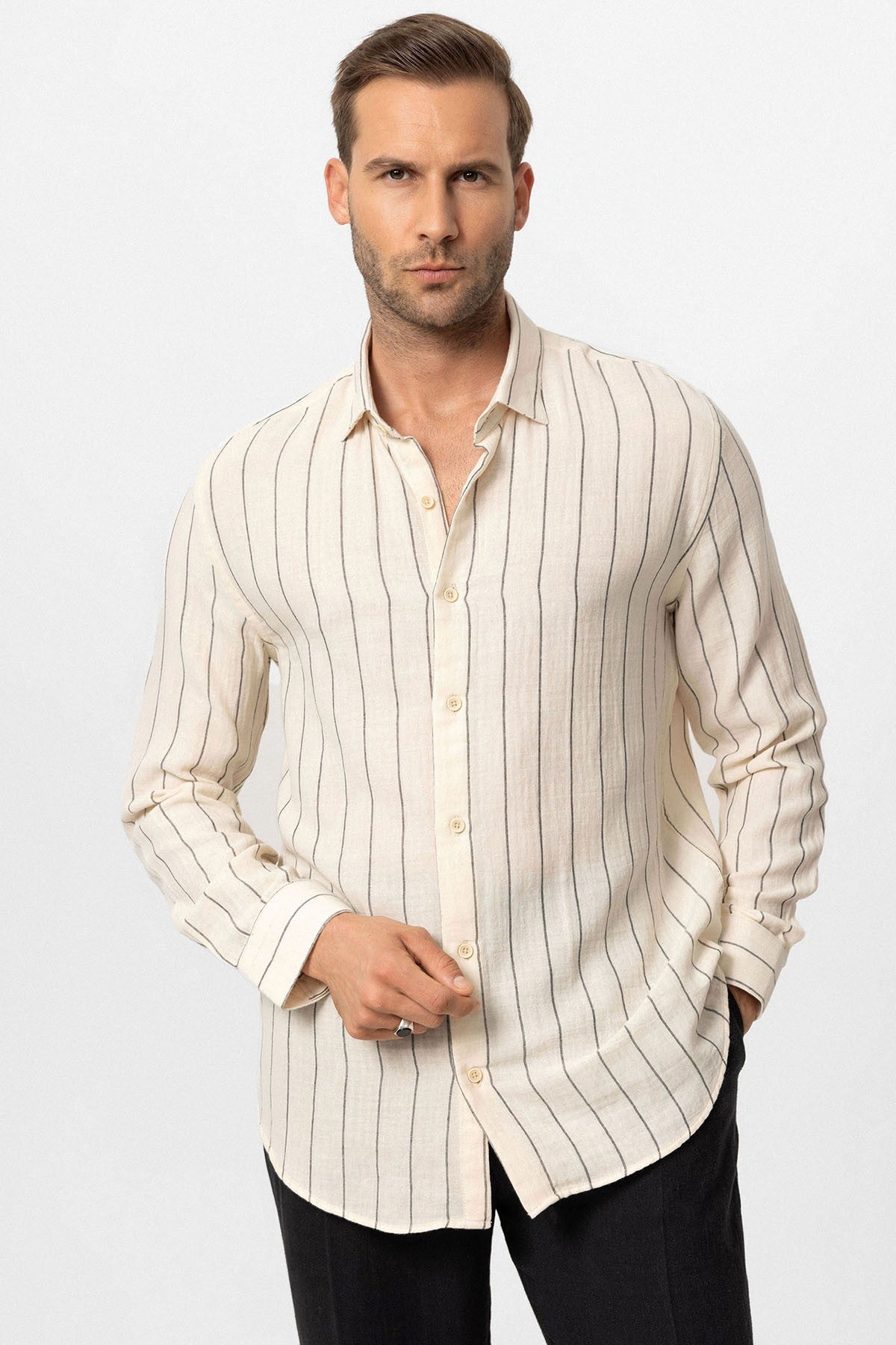 Antioch Slim Fit Çizgili Erkek Gömlek