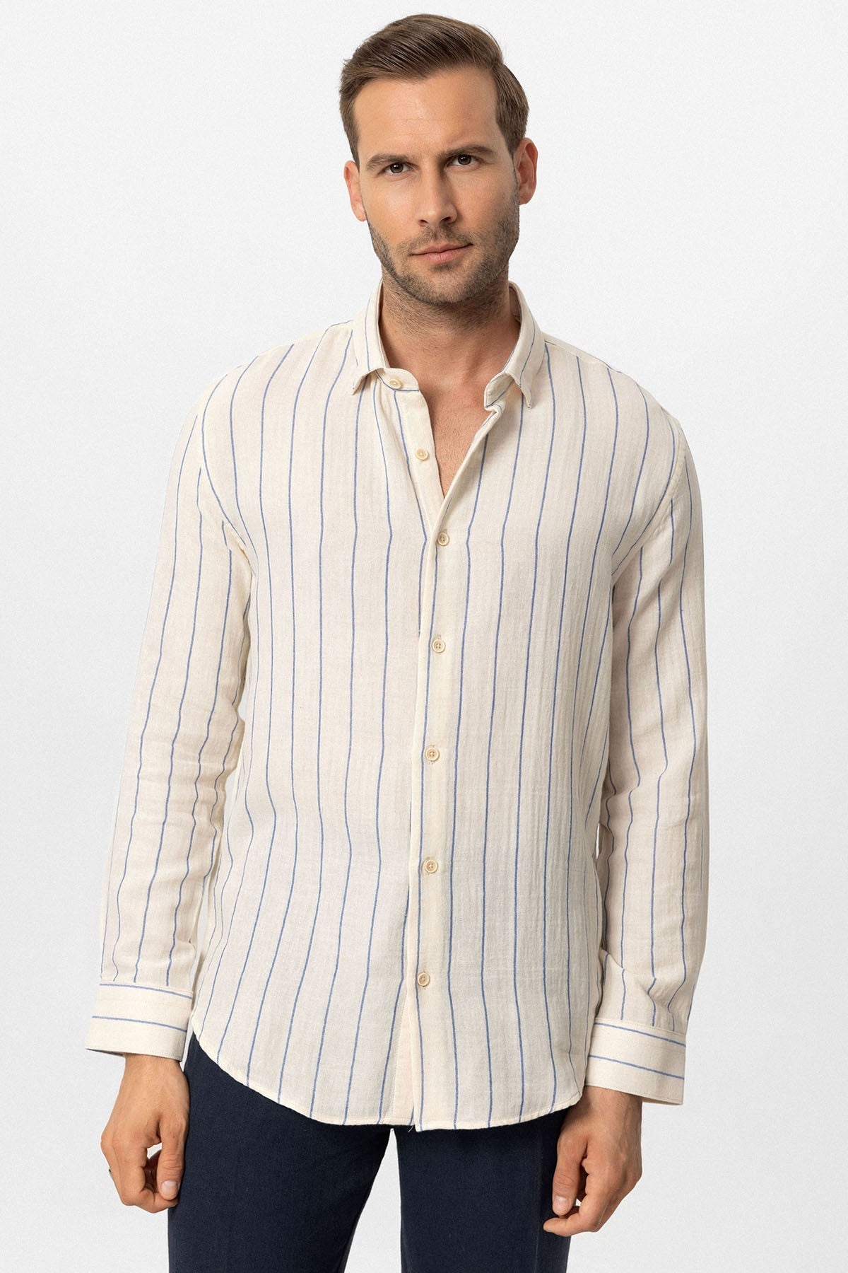 Antioch Slim Fit Çizgili Erkek Gömlek