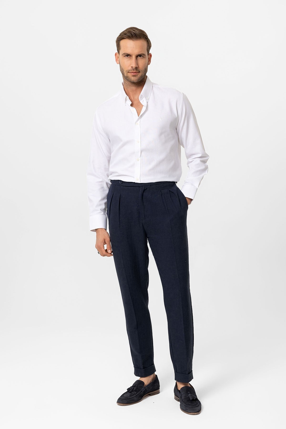 Antioch Yaka Düğmeli Slim Fit Erkek Gömlek