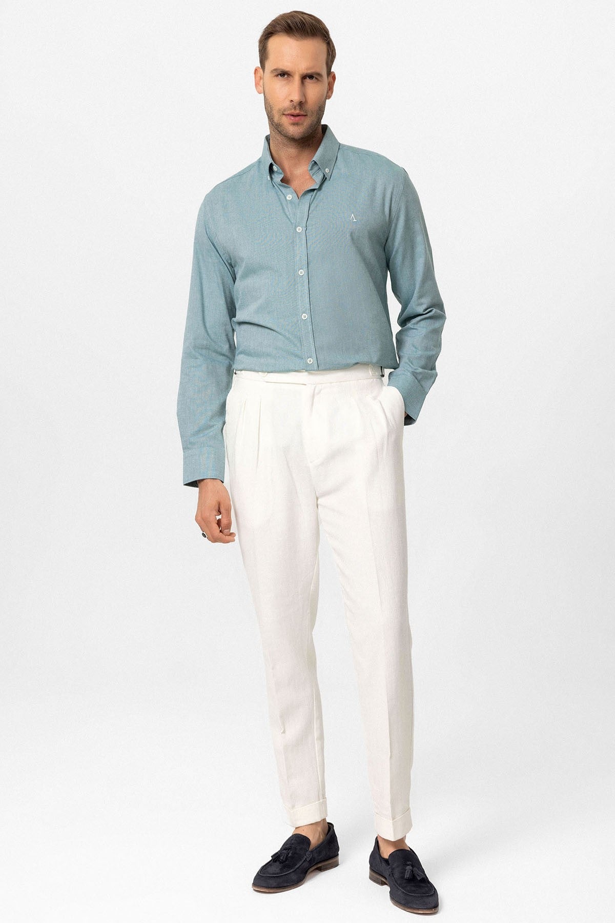 Antioch Yaka Düğmeli Slim Fit Erkek Gömlek