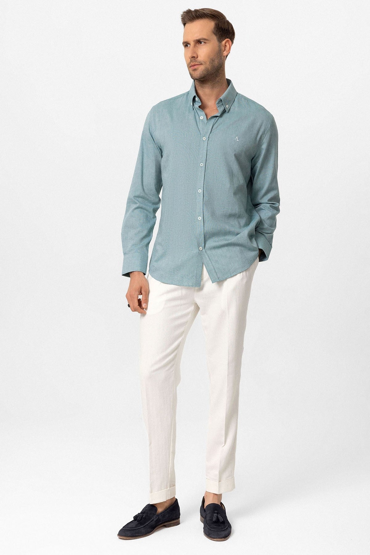 Antioch Yaka Düğmeli Slim Fit Erkek Gömlek