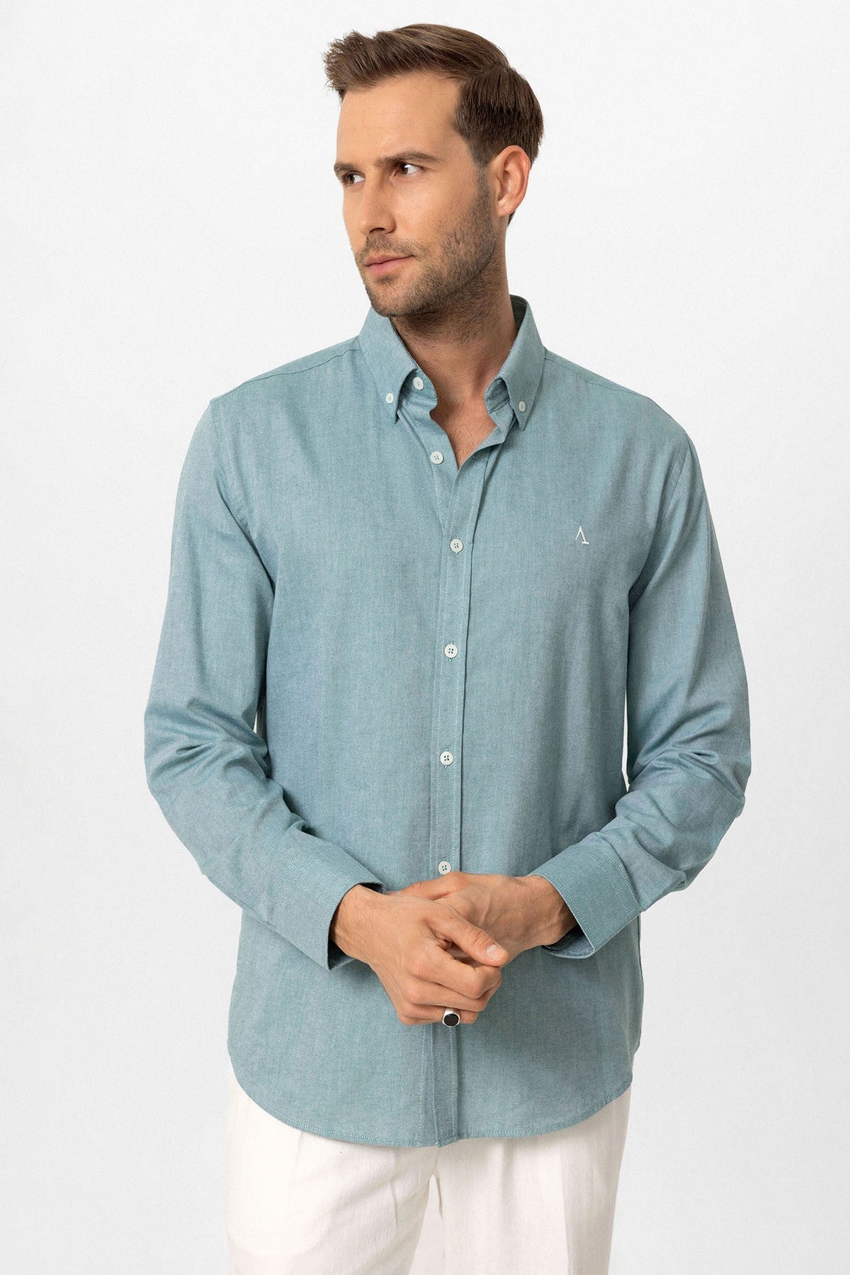 Antioch Yaka Düğmeli Slim Fit Erkek Gömlek