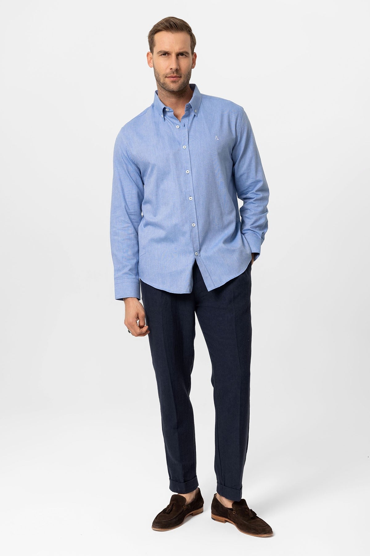 Antioch Yaka Düğmeli Slim Fit Erkek Gömlek
