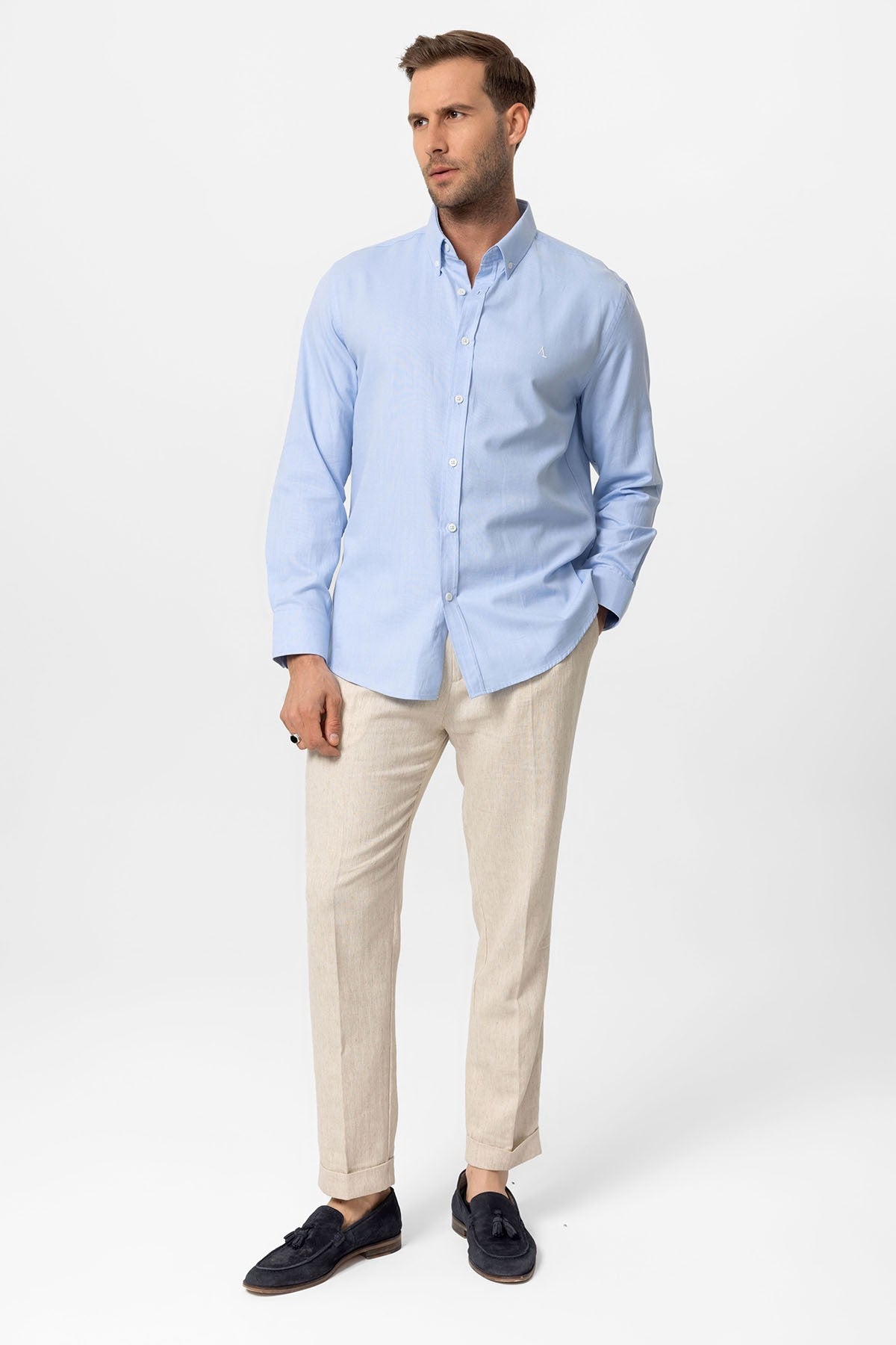 Antioch Yaka Düğmeli Slim Fit Erkek Gömlek