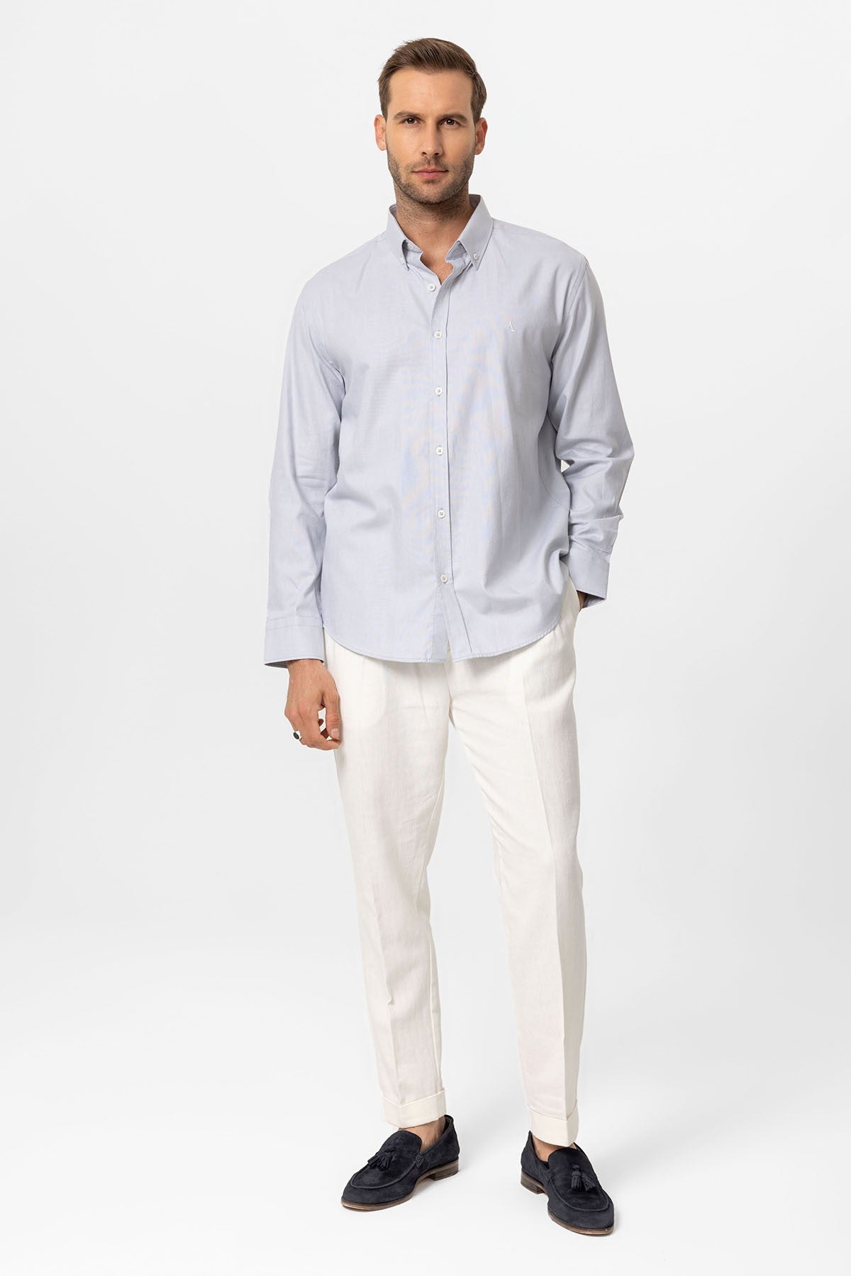 Antioch Yaka Düğmeli Slim Fit Erkek Gömlek