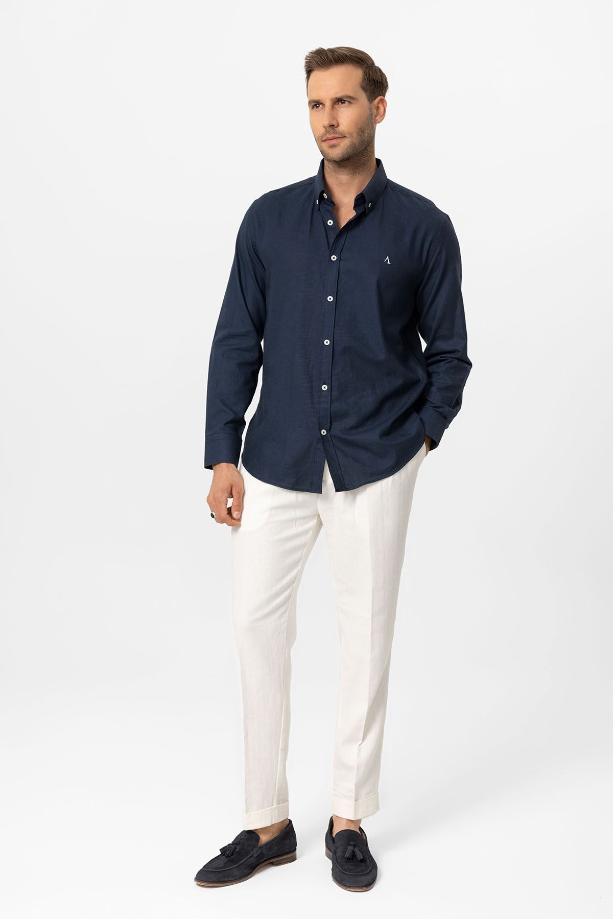 Antioch Yaka Düğmeli Slim Fit Erkek Gömlek