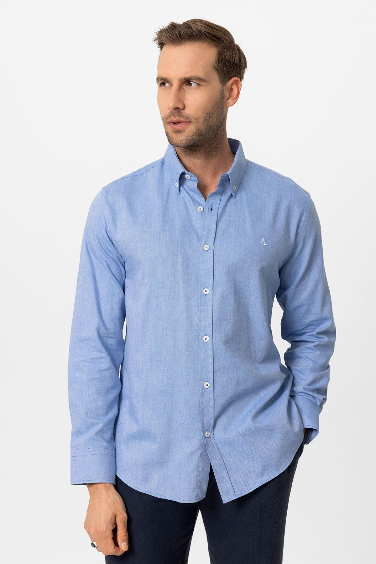 Antioch Yaka Düğmeli Slim Fit Erkek Gömlek