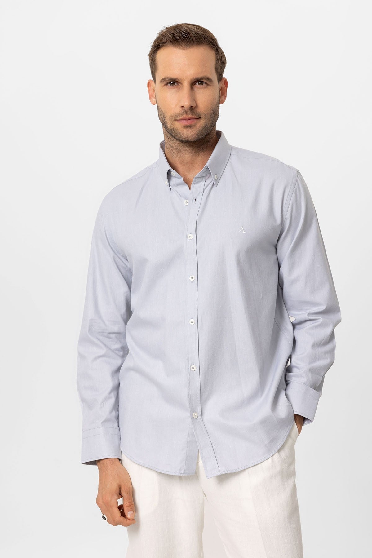 Antioch Yaka Düğmeli Slim Fit Erkek Gömlek