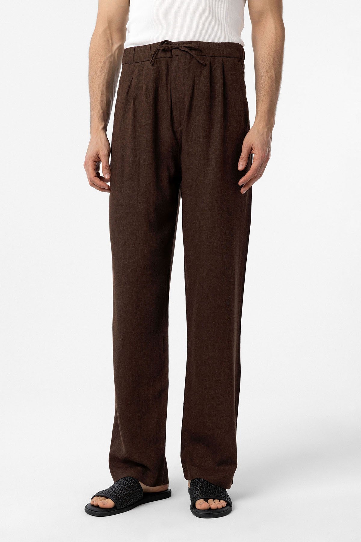 Antioch Bel Bağlamalı Keten Karışımlı Baggy Erkek Pantolon