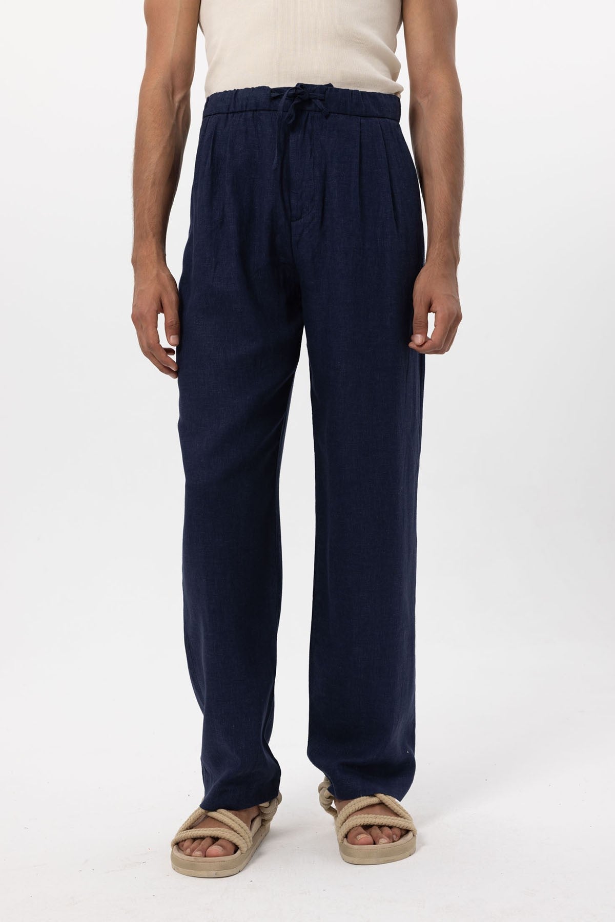 Antioch Bel Bağlamalı Keten Karışımlı Baggy Erkek Pantolon