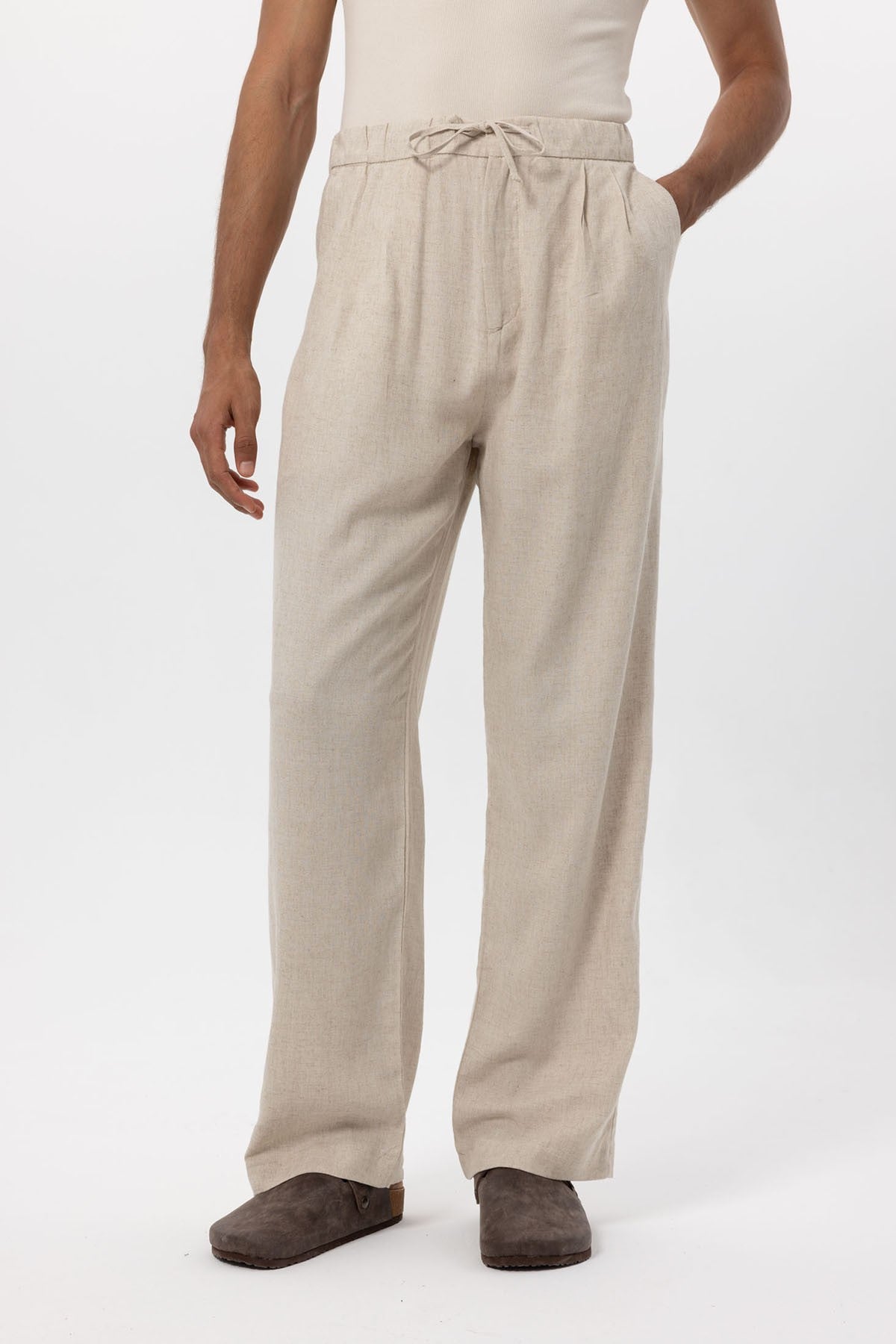 Antioch Bel Bağlamalı Keten Karışımlı Baggy Erkek Pantolon