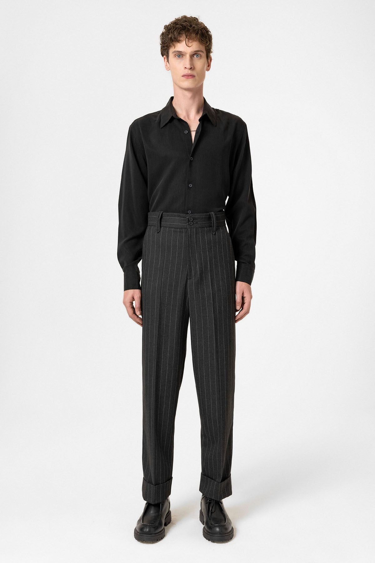 Antioch Yüksek Bel Çizgili Relaxed Fit Erkek Pantolon