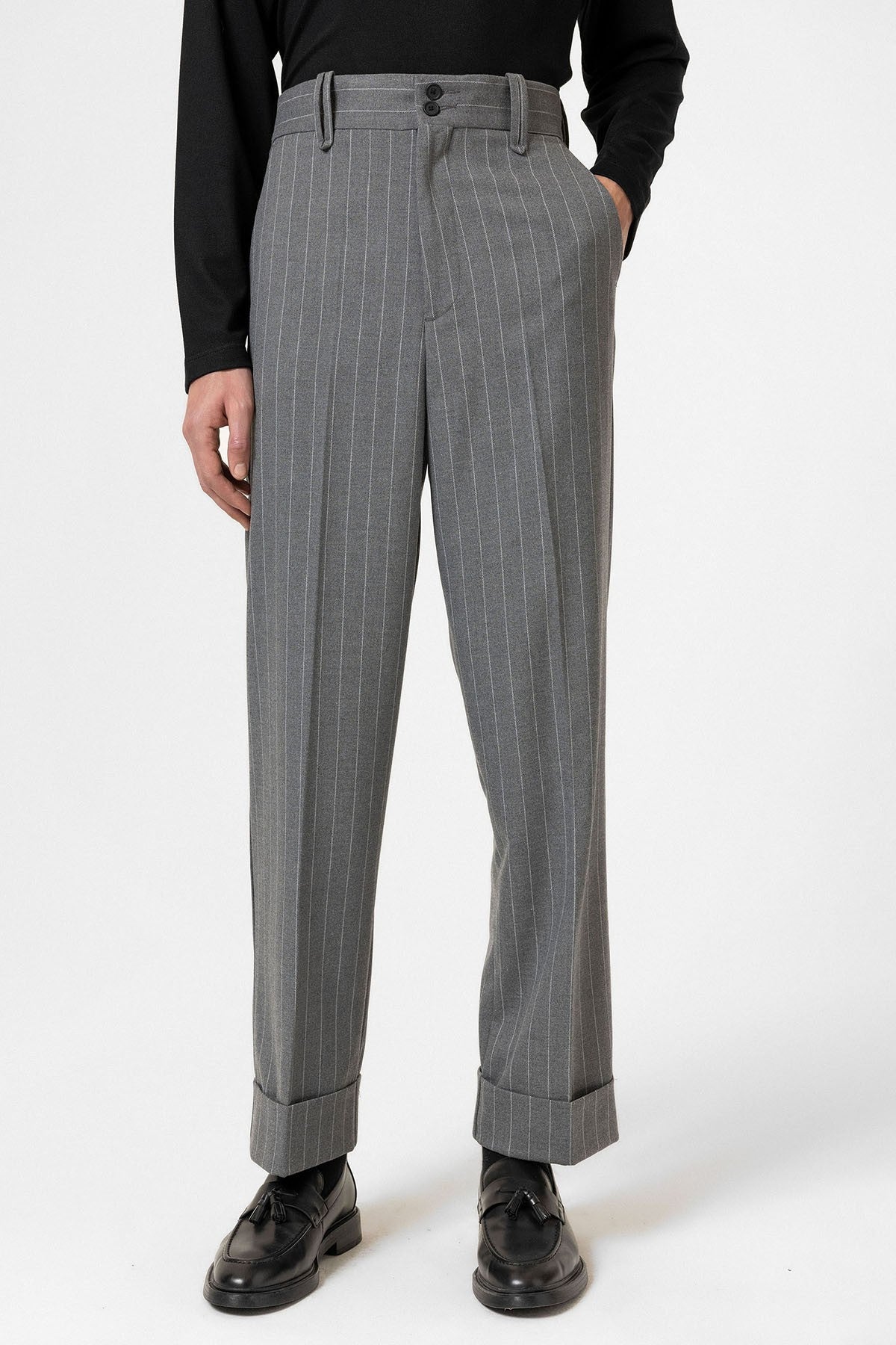 Antioch Yüksek Bel Çizgili Relaxed Fit Erkek Pantolon