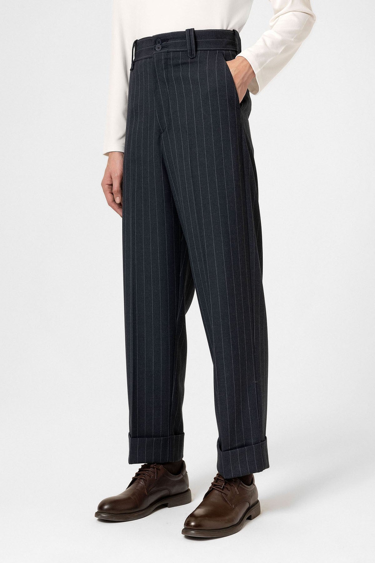 Antioch Yüksek Bel Çizgili Relaxed Fit Erkek Pantolon