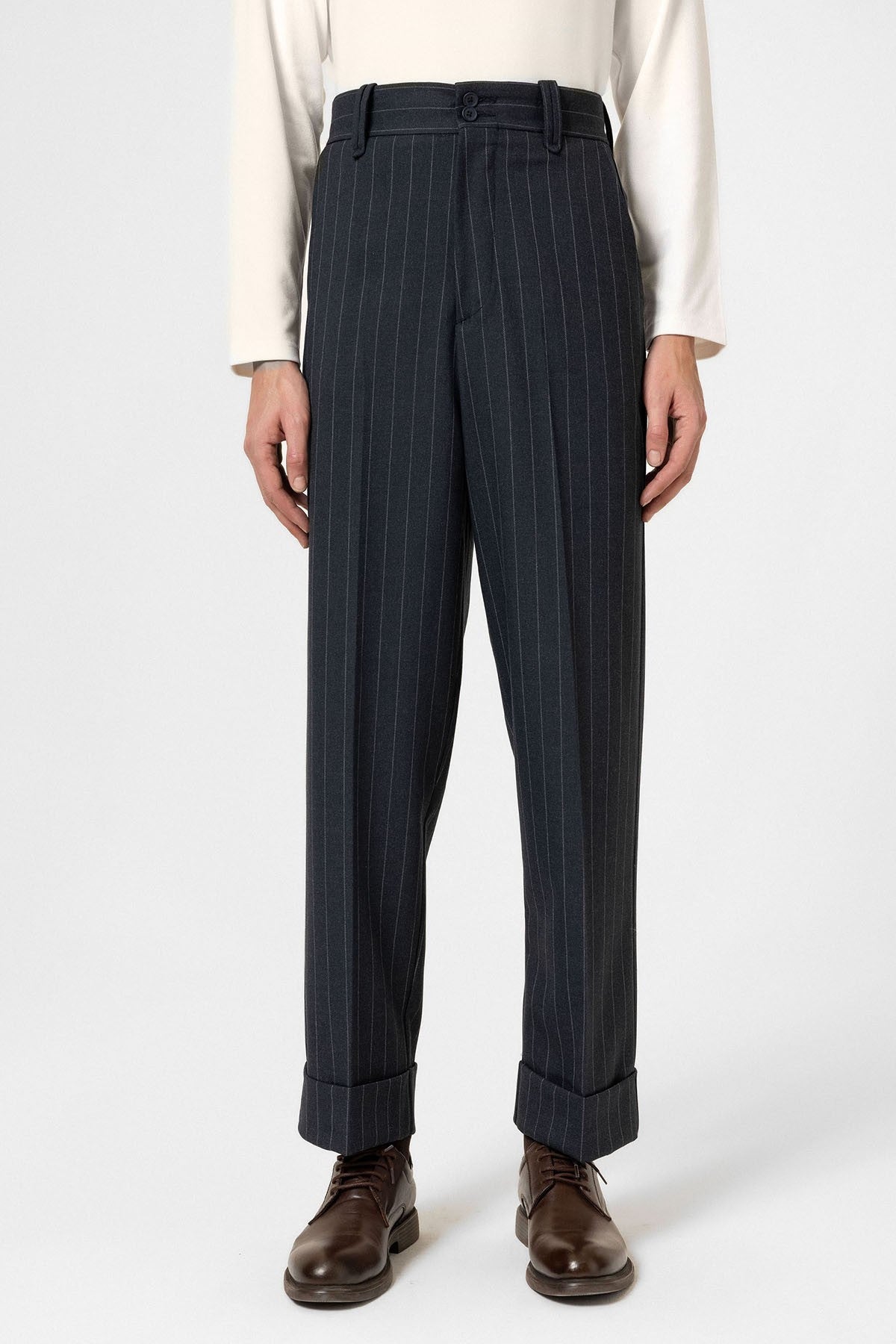 Antioch Yüksek Bel Çizgili Relaxed Fit Erkek Pantolon