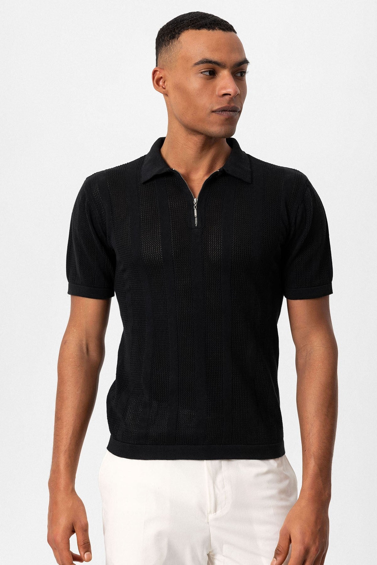 Antioch Polo Yaka Fermuarlı Örme Erkek T-Shirt