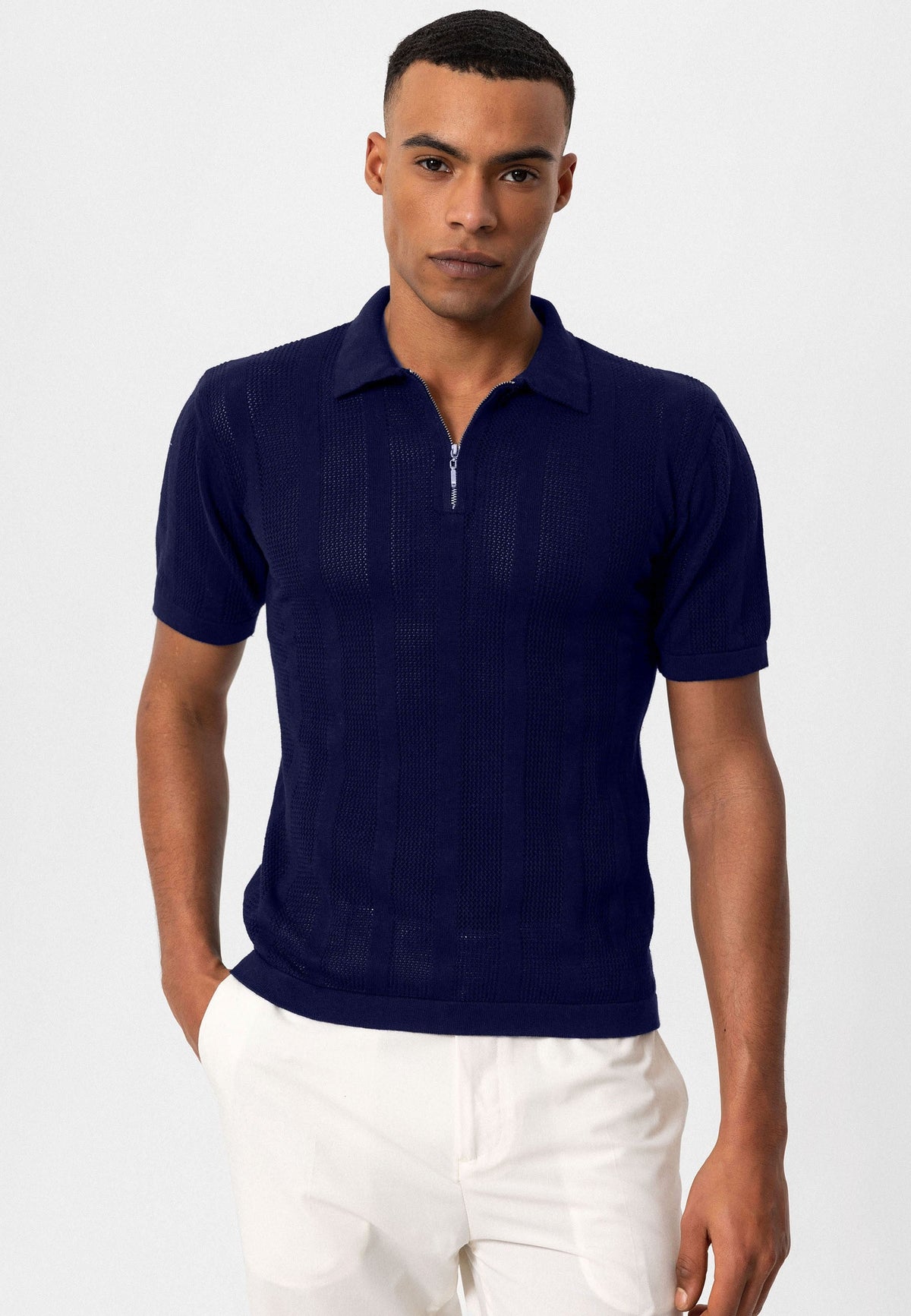 Antioch Polo Yaka Fermuarlı Örme Erkek T-Shirt