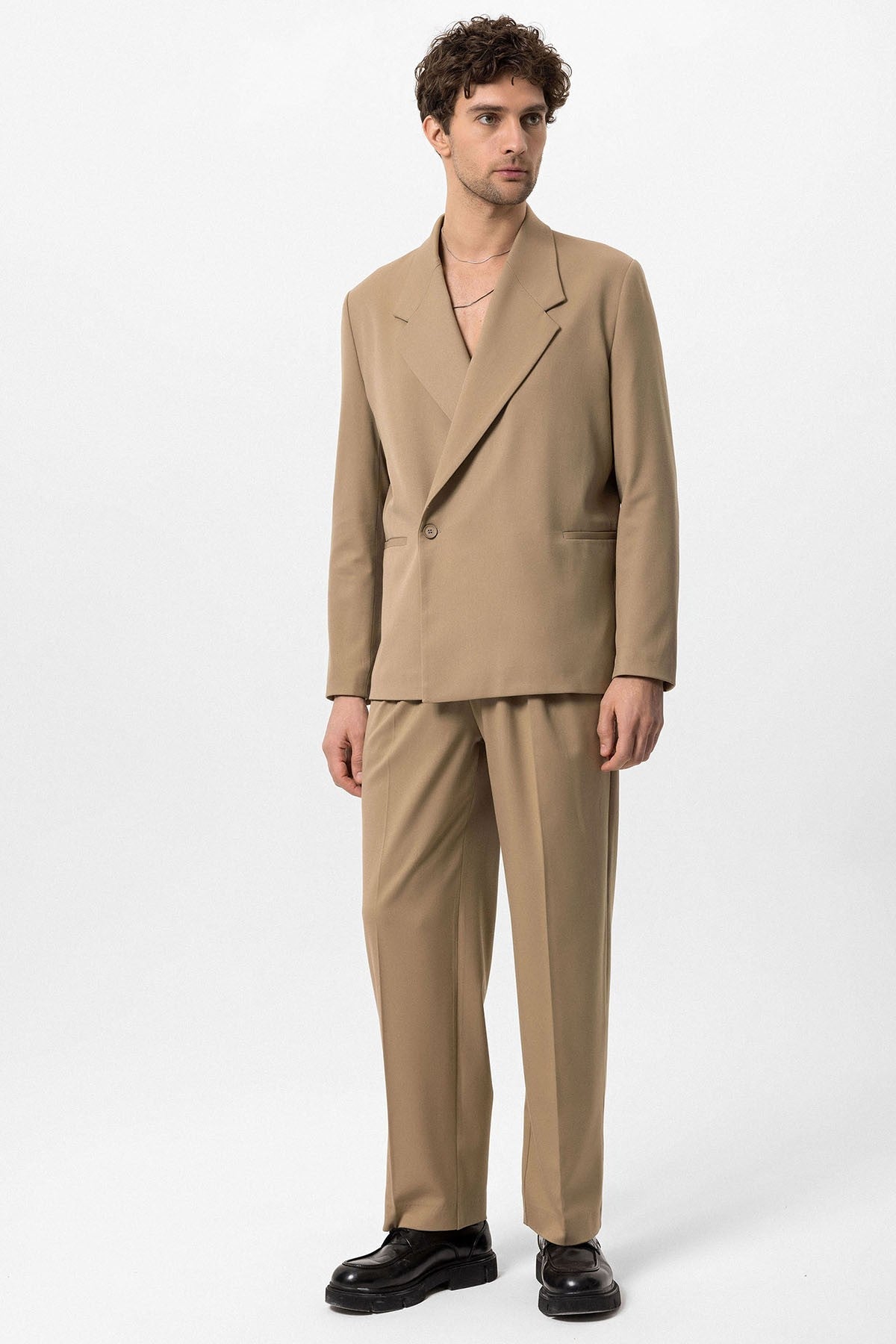 Kruvaze Kapama Fleto Cepli Erkek Blazer Ceket
